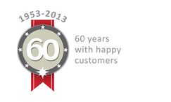 CC jensen 60 år med glade kunder. Jubilæumslogo